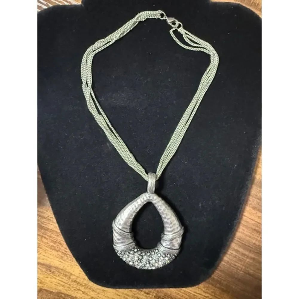 Premier Designs Silver Tone Chunky Statement necklace teardropโlarge multi chain